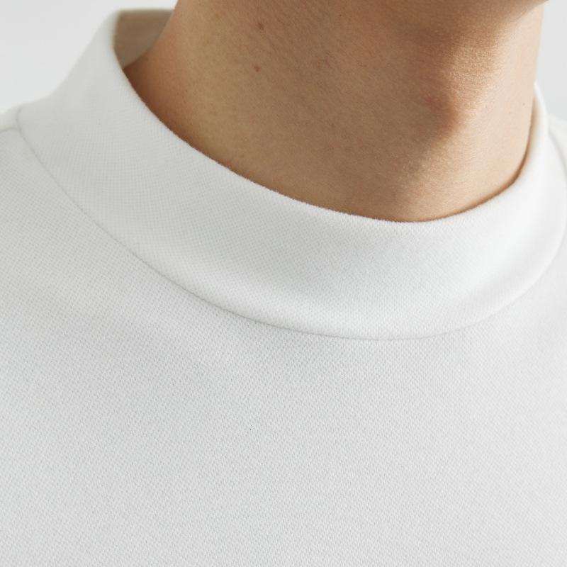 Double-Sided Austrian Velvet, Soft And Skin-Friendly Semi-Turtleneck T-Shirt Men'S Solid Color Medium-Neck Long-Sleeved T-Shirt Bottoming Shirt