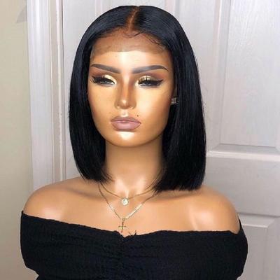 Women's Natural Looking Daily Use Short Straight Middle Part Bob Wig Fashion High-temperature Synthetic Fiber Black Wigs for Women