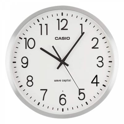 Wall Clock Radio Controlled Clock Silver Analog Aluminum Frame Second Hand Stops At Night IQ-2100J-8JF