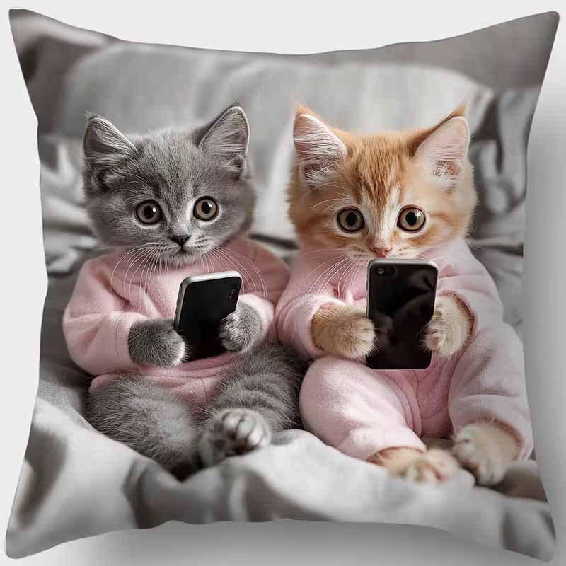 Urocza poszewka na poduszkę z nadrukiem zwierzęcym: Płaski druk 2D, nierealny haft, sofa nocna poduszka sofy nocnej