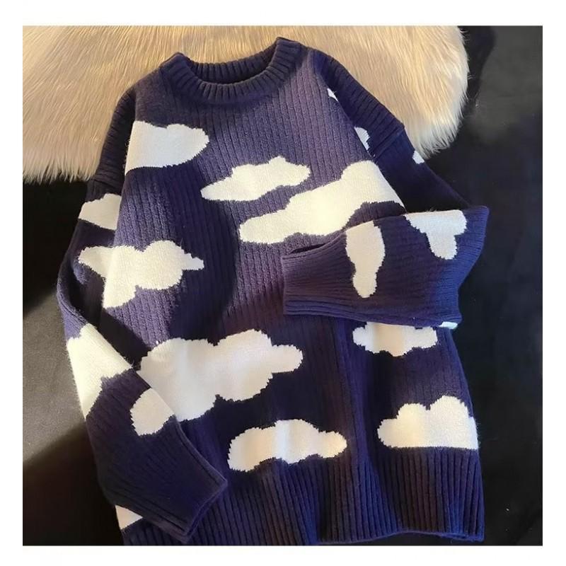 Oversized Unisex Knit Sweater In Vintage Japanese Style Soft Cloud Design Casual Wear