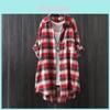 Vintage Plaid Shirt For Women With Cotton Linen Fabric Retro Long Sleeve Casual Style