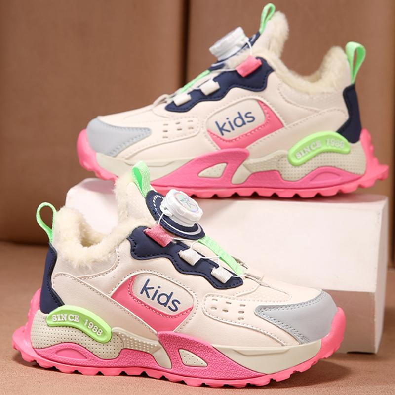 High Quality Children Sneakers Comfort Warm Wear-resistant Casual New Cotton Shoes with Winter Rotating Buckle Walking Shoes