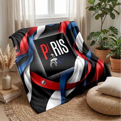 France Football Printed Flannel Blanket Skin Friendly Warm Decorative Throw for Indoor Couch Bed Daily Use
