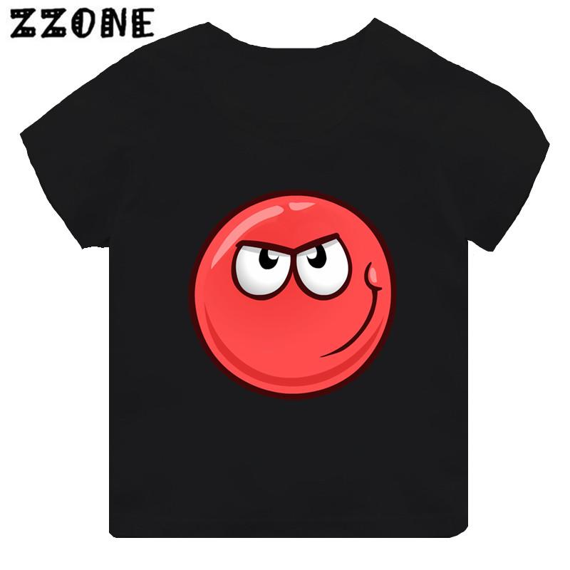 Hot Sale Red Ball 4 Print Cartoon Kids T-shirt Funny Girls Clothes Baby Boys Black Short Sleeve T Shirt Children Tops