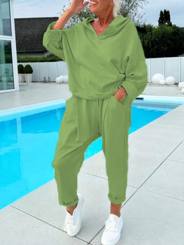 Women's Casual Hoodie and Jogger Set, Loose Fit Sportswear, Multiple Color Options