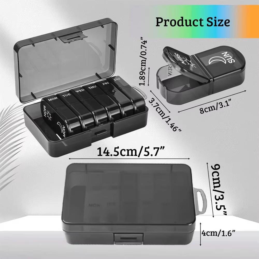 UNTIOR  Portable Weekly Pill Box Morning and Evening Large Capacity Travel with 14 Compartments to Hold Pills Vitamins