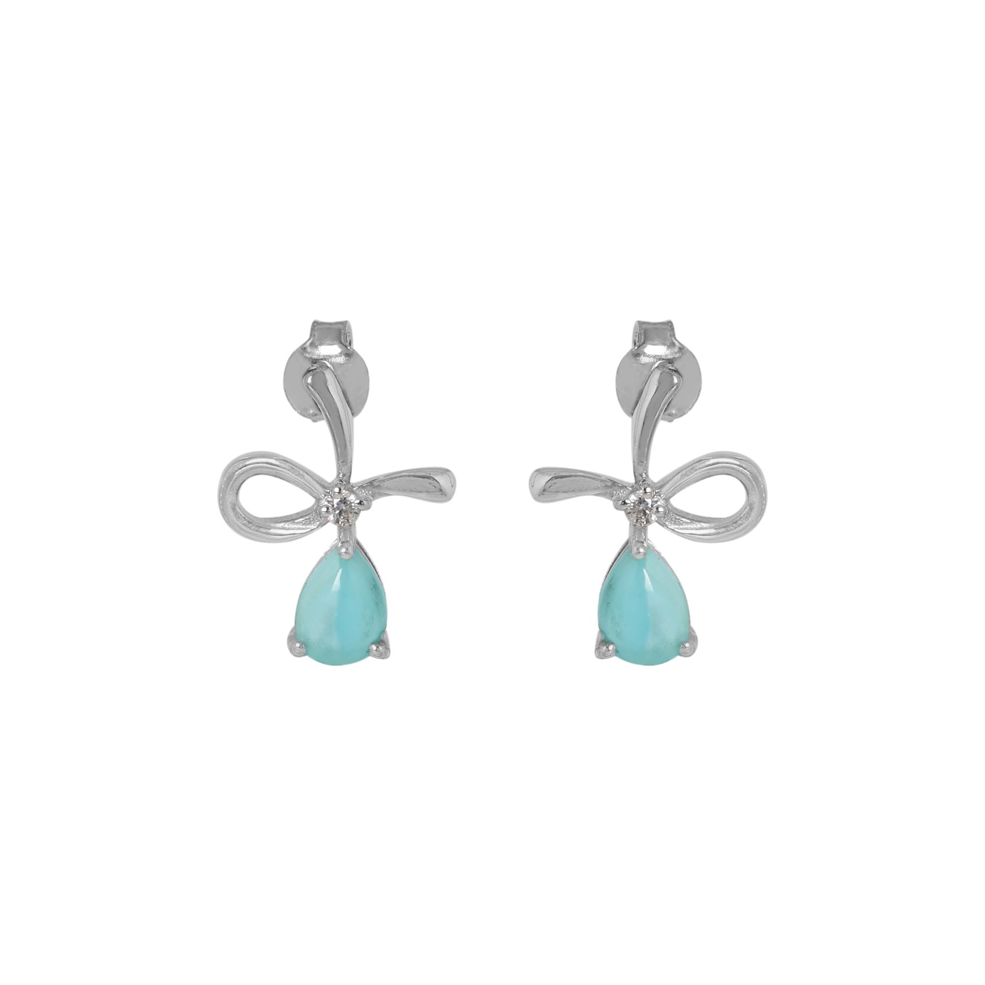 

Серьга-пусета из ларимара и циркона, серебро 925 пробы, украшения ручной работы, подарок для нее, женские серебряные украшения Ae6668 синий