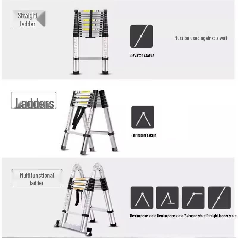 Naiyun 2.9M Aluminum Telescopic A-Frame Ladder