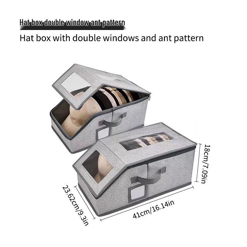 Multifunctional Foldable Hat Storage Box - Large Capacity, Dustproof, with Zippered Lid for Baseball Caps