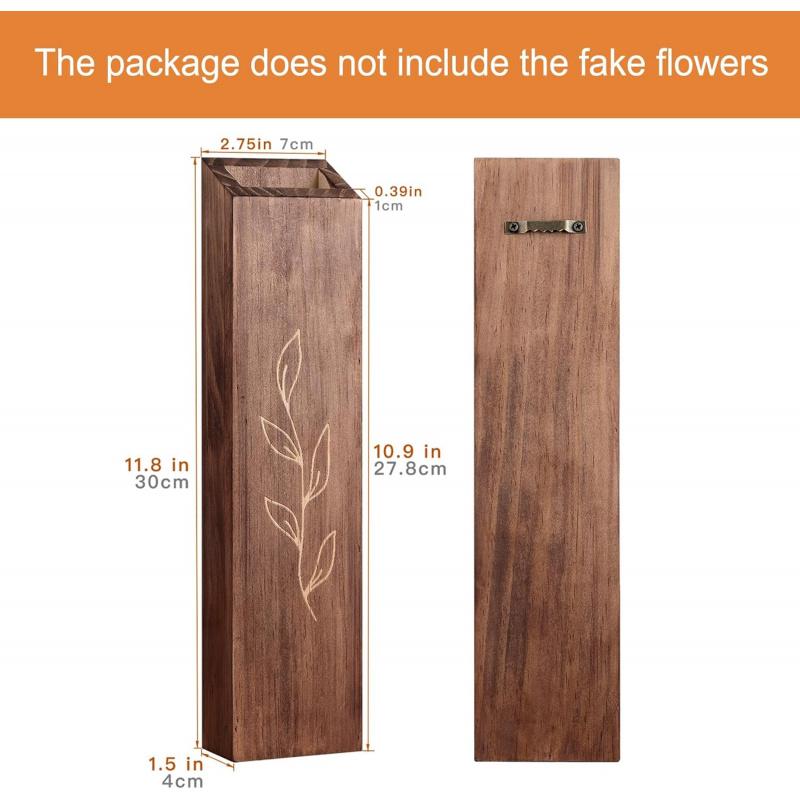 Wooden Wall Flower Pot4Set of Bohemian Farmhouse Style Living Room Bedroom Decor Pocket Vase Dried Flowers Artificial Green Plan