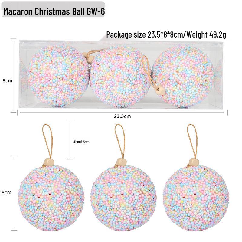 Macaron Color Foam Christmas Tree Decoration Ball, 8cm Creative Ornament for Holiday Pendant Accessories