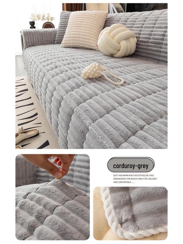 2026 Winter Plush Non-Slip Sofa Cushion & Leather Cover