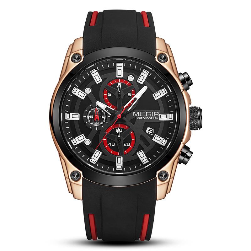 Men'S Watch, Multifunctional Timing Sports Silicone Men'S Quartz Sports Watch 2144