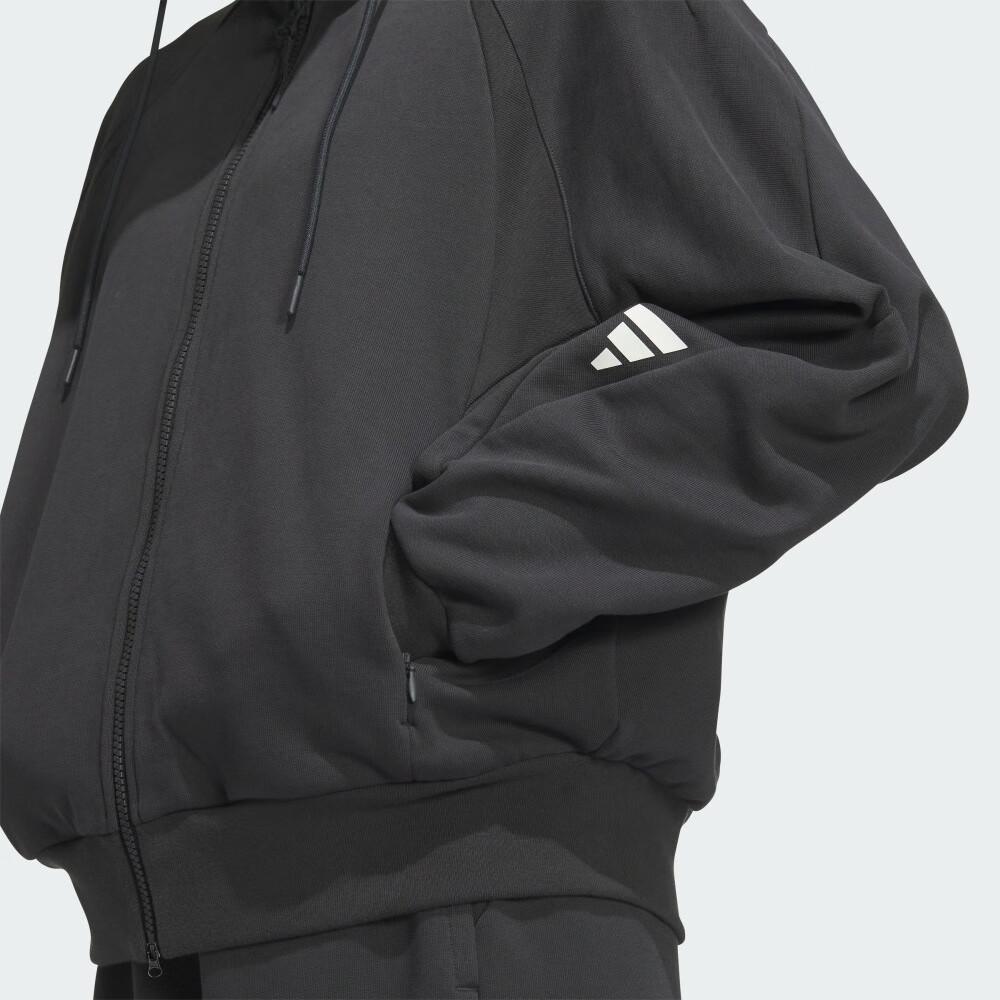 adidas Fustl Knitted Hooded Sports Long Sleeve Jacket Women Jacket Dark-Gray JY8066