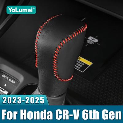 For Honda CR-V 6th Gen 2024 2025 CRV Hybrid PU Leather Car Hand Sewing Gear AT Car Shift Lever Knob Handle Trim Cover Case
