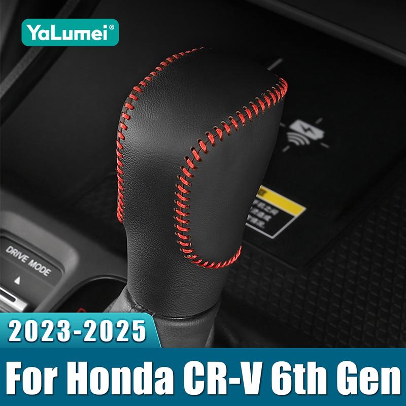For Honda CR-V 6th Gen  2024 2025 CRV Hybrid PU Leather Car Hand Sewing Gear AT Car Shift Lever Knob Handle Trim Cover Case