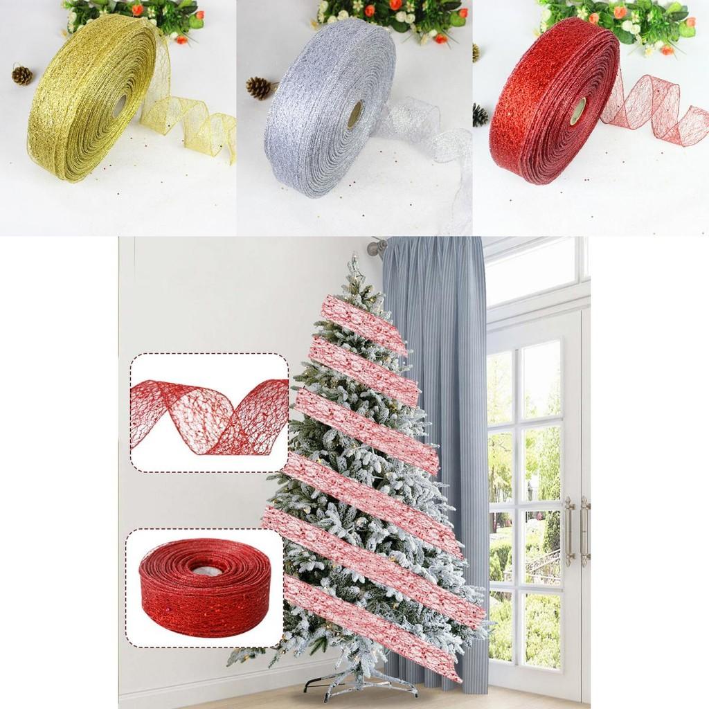 Meter Premium 2 Frayed Edge Christmas Ribbons In Red Gold And Silver For Chic Decoration Home