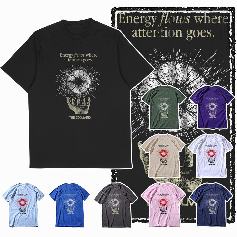 Coolmind X0075 Energy Focus Cosmic Focus Graphic Tee Cotton Exclusive Men Tshirt Streetwear T Shirt for Men Tee Shirt