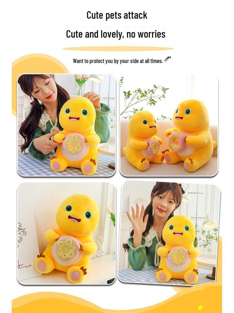 Adorable Yellow Milk Dragon Donut Pillow - Plush Toy for Relaxation