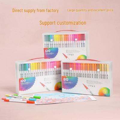 Washable Double-Ended Watercolor Markers Set - Soft Tip for Drawing, Note-Taking, and Lining