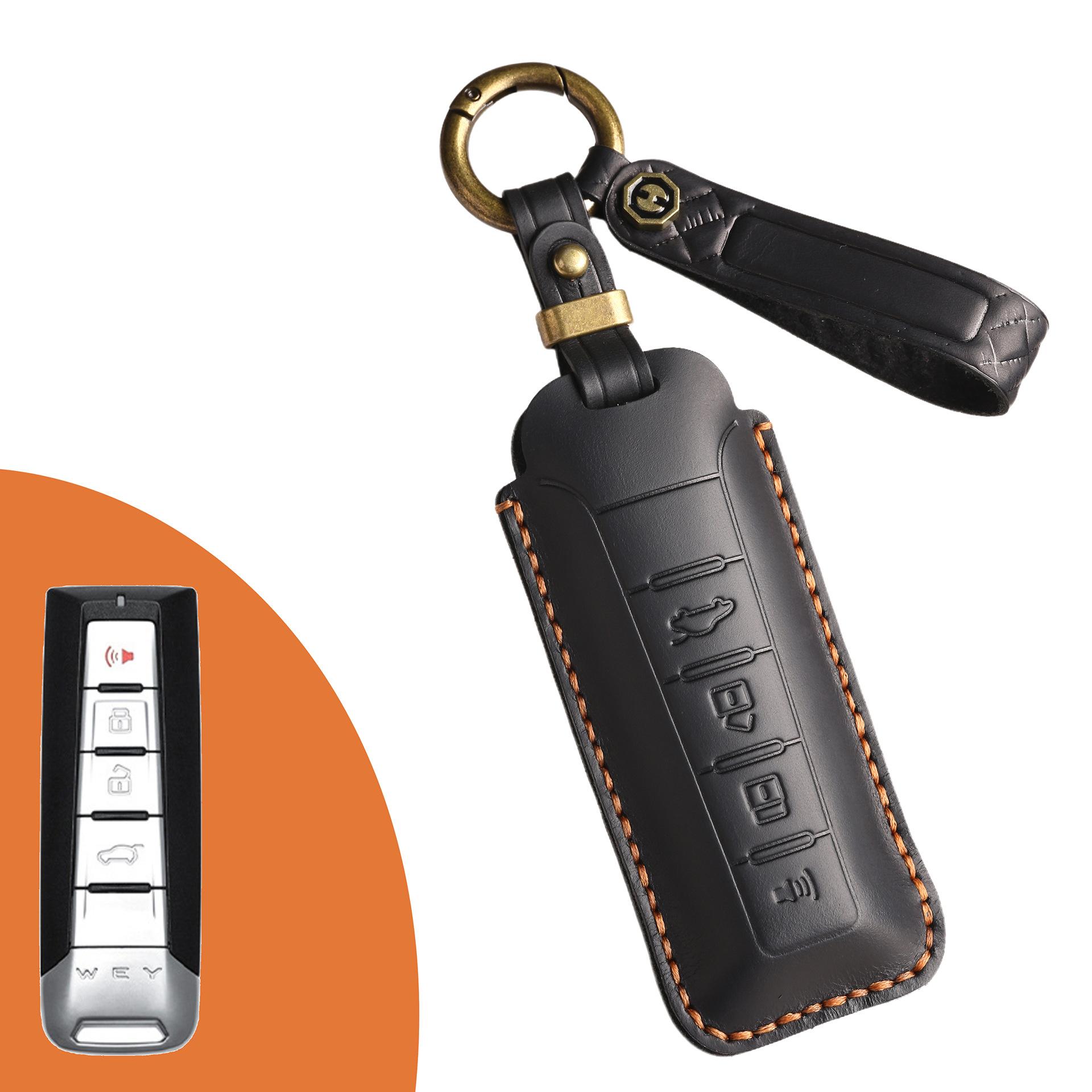 

Retro key cover is suitable for Great Wall WEY Wei Pai vv5 vv6 key bag vv7 P8 leather protective case ring чёрный