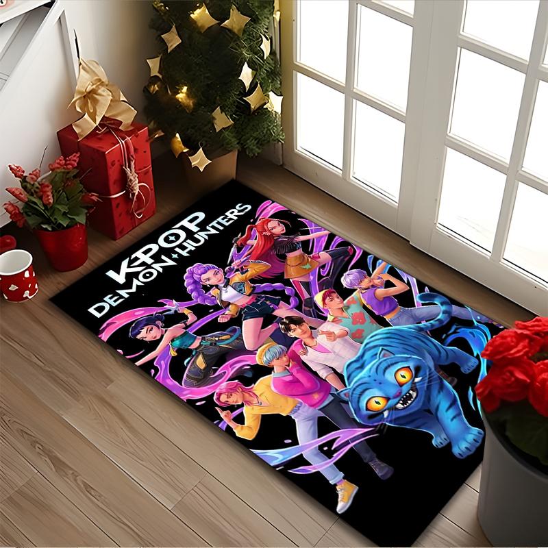 1pc Digital Printed Chair Rug for Home Office Use, Kpop Demon Hunters Carpet Appropriate for All Seasons, Soft Area Carpet