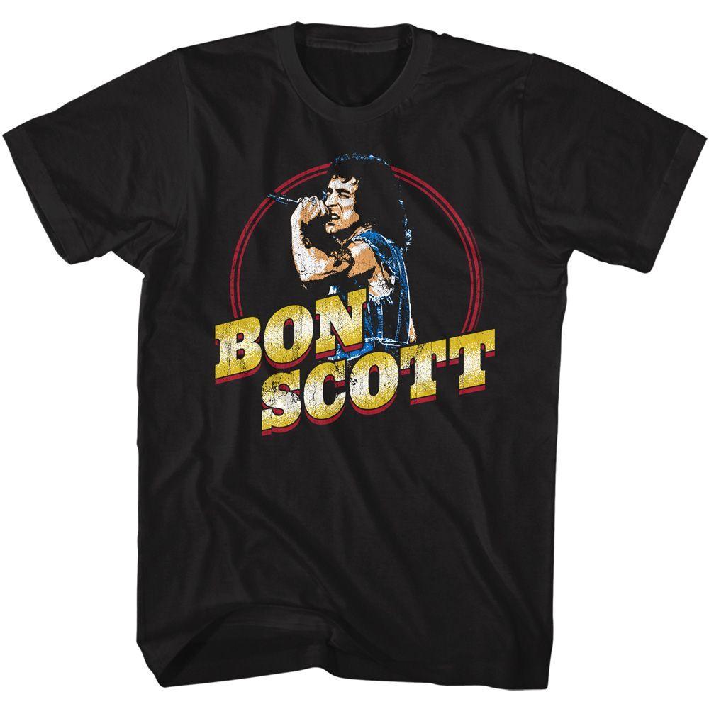 

Bon Scott AC/DC Gold Name Black Adult T-Shirt 4XL