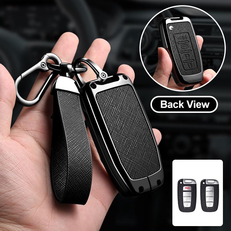 3/4 Button Zinc Alloy Leather Car Key Case For Hyundai Coupe Sonata Ix35 For Kia Forte Sportage K2 K5 Key Holder Car Key Case