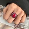 Jewelry Copper Bottom Gold-Plated Simulation Corundum Fat Square Black Gold Personalized Ring Female 10 * 10