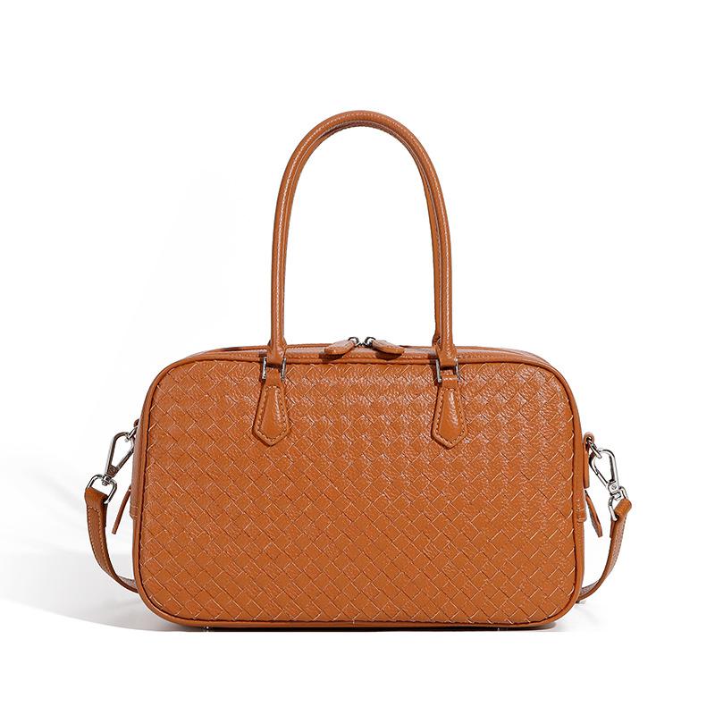 Autumn new women's bags handmade first-layer cowhide woven handbag genuine leather shoulder portable oblique span commuter bag