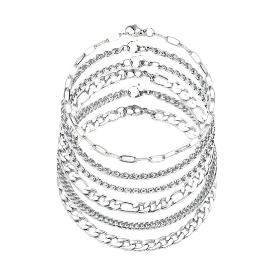 

6 шт. Женский браслет из нержавеющей стали в стиле хип-хоп, мужской браслет, изысканная ручная работа, гладкая поверхность, набор браслетов 1 Set