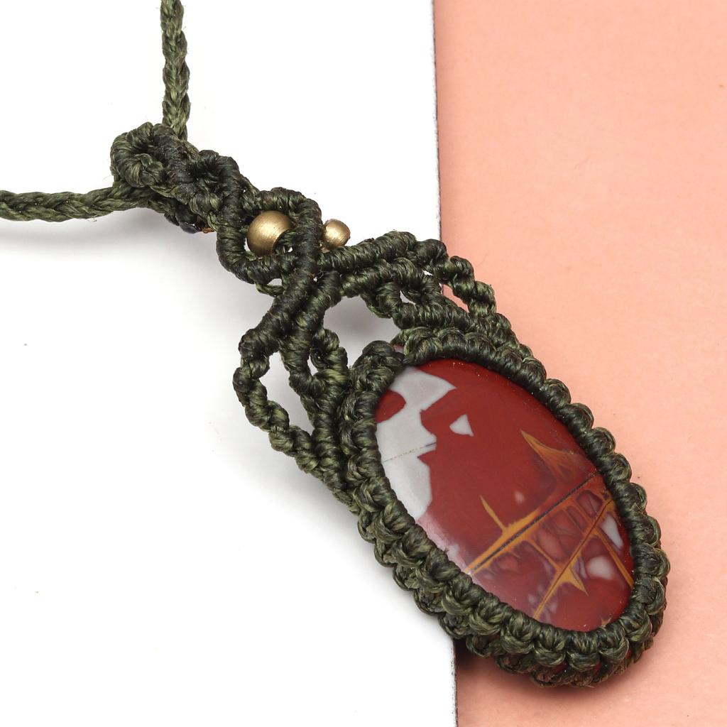 Jasper Macrame Ręcznie robiony naszyjnik z kamieni szlachetnych Biżuteria z nicią 20-36''Ad Wisiorek