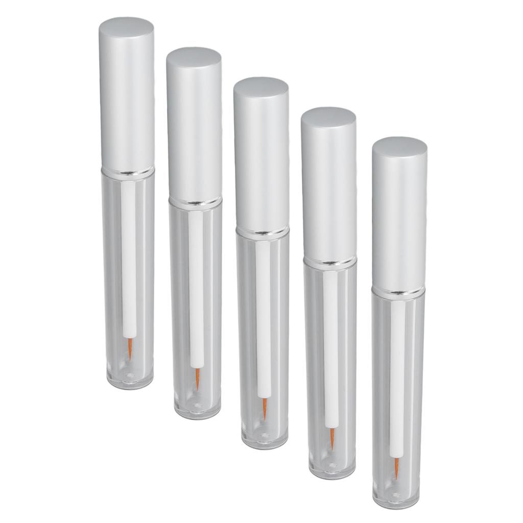 5Pcs 3ml Empty Mascara Tube Transparent Aluminum Cover Empty Container Bottles with Rubber Stopper for Traveling Camping