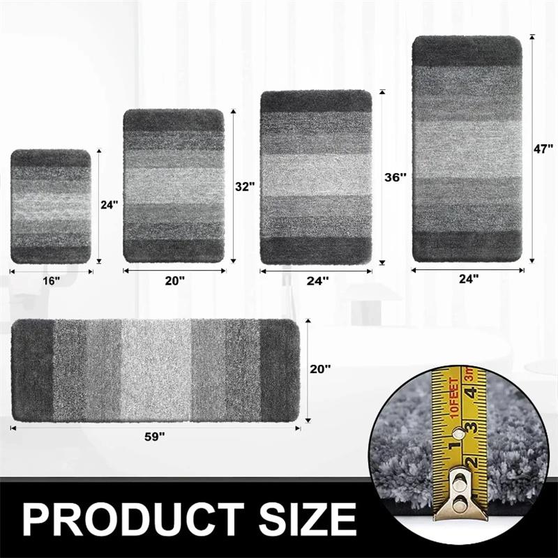 Gradient Stripes Imitation Cashmere Bathroom Floor Mats Anti-Slip Wear-Resistant Bathroom Mats Home Decoration