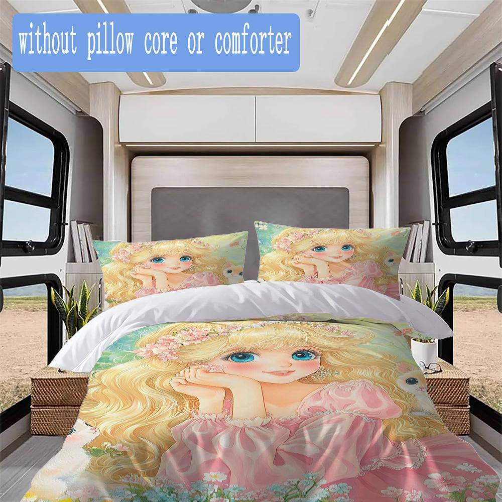 Retro Girl Pattern Bedding,Quilt Set Quilt Cover Pillowcase Home Birthday Gift (1*duvet cover+2*pillowcase,without core)XSJT0917309
