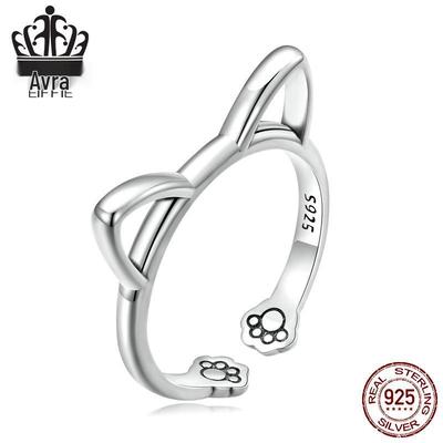Avle S925 Sterlingsilber Katzenohr Verstellbarer Ring