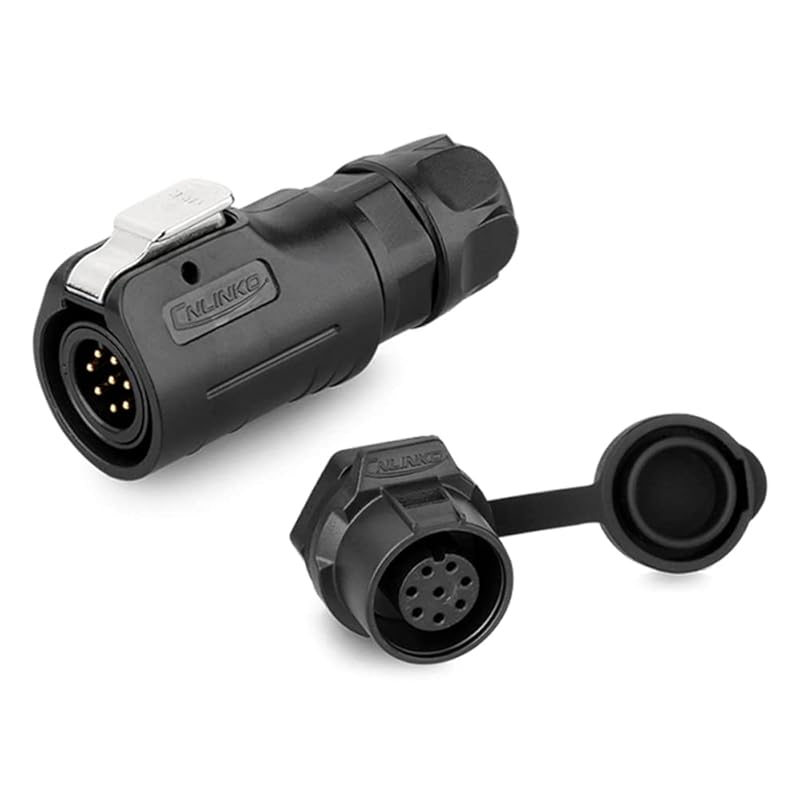 CNLINKO LP-12 IP68 Industrial Waterproof Connector Quick Plug Circular Connector PBT Plastic Shell Aviation Connector M12 2-8 Pin Thread Socket (4