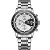OLEVS Watch Men Quartz Stylish Multifunction Stainless Steel Waterproof Luminous Date Analog Fashion Student Business Watch for Men White