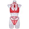 Sex underwear straps gather hollowed-out milk mesh neck ring pendant, three-piece set