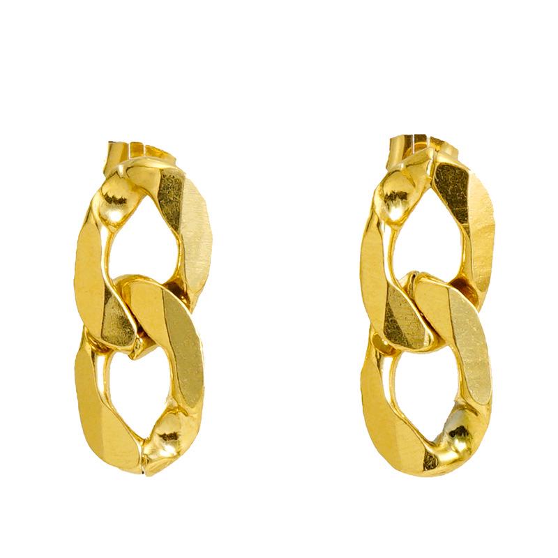 European & American Style 8-Shaped Retro Titanium Steel Stud Earrings, Geometric 18k Gold-Plated Stainless Steel for Women.