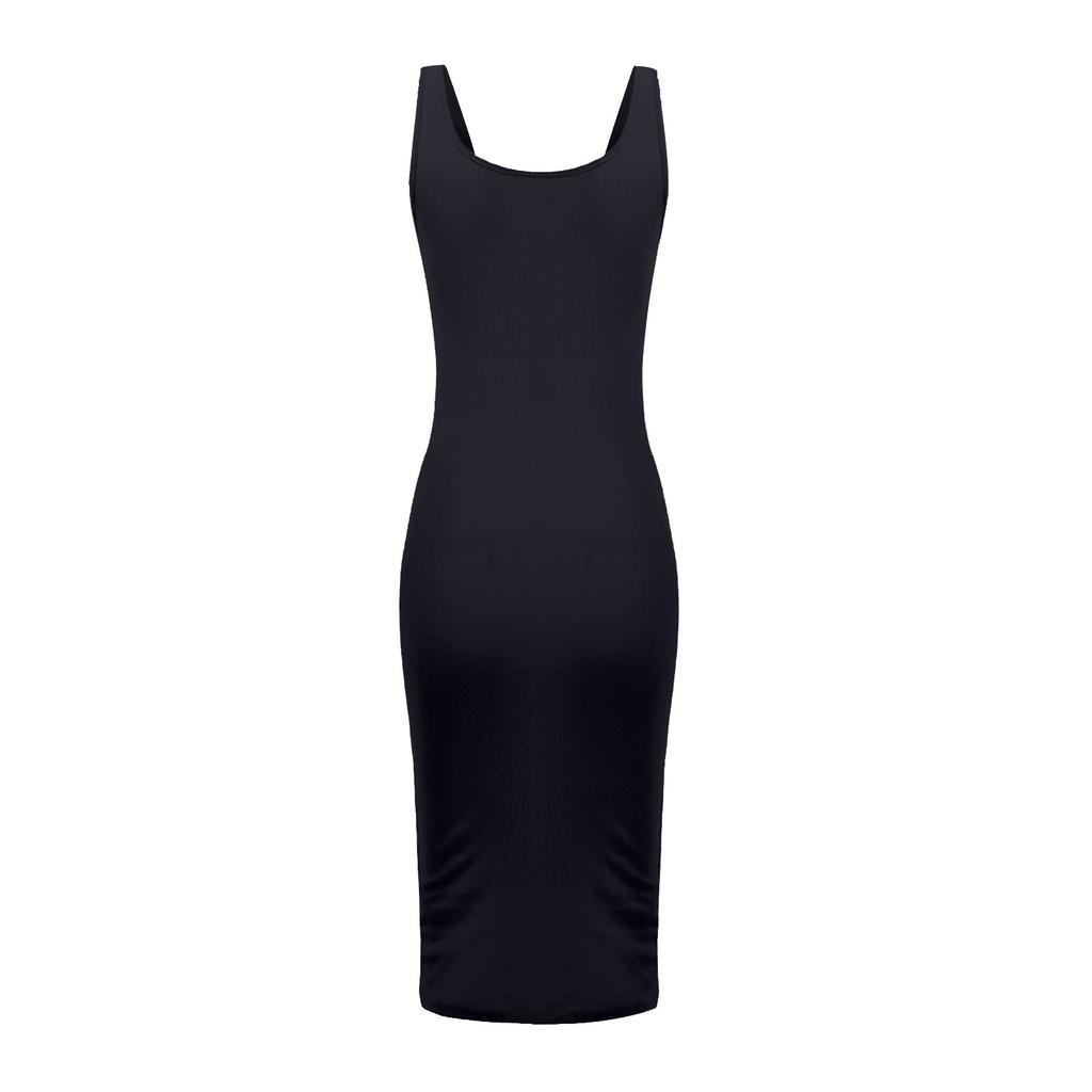 Fashion Women's Sling U-Neck Color Knitted Sleeveless Midi Dress