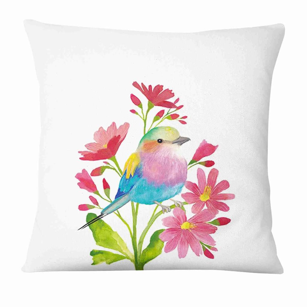 Painted Flower, Bird and Butterfly Decorative Pillowcase Living Room Office Ornaments Home Pillowcase