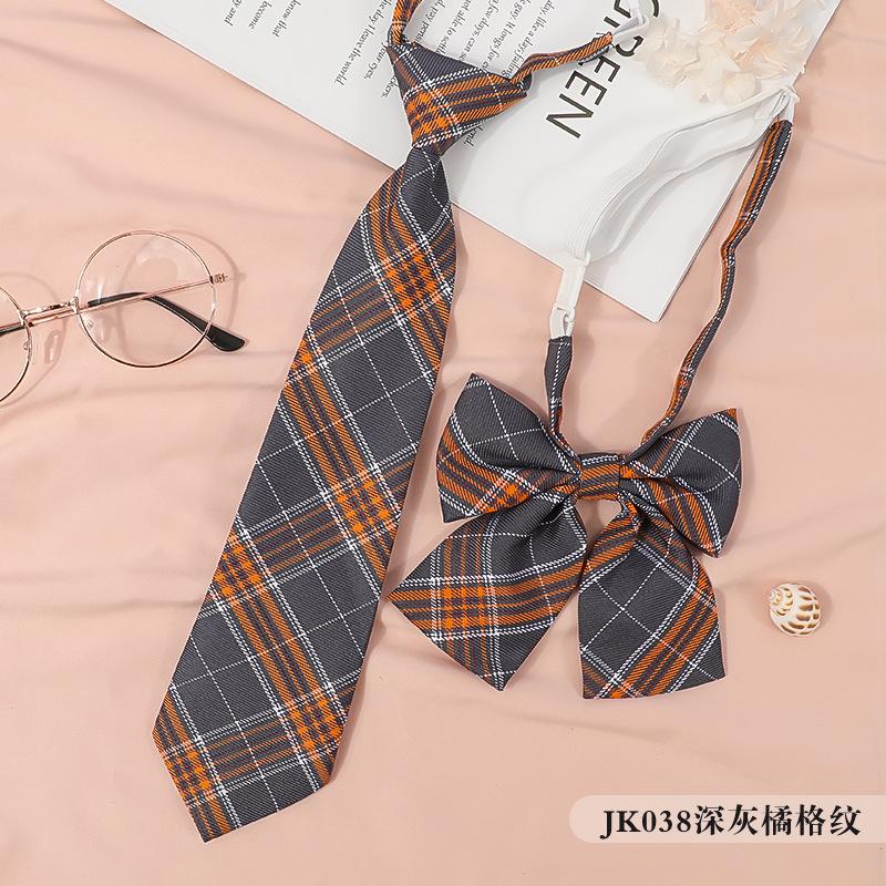 Jkdk Japanese Korean Version Of Striped College Style Red Cyan Gray Blue Shirt Men'S And Women'S Accessories Free Tie Tie Set
