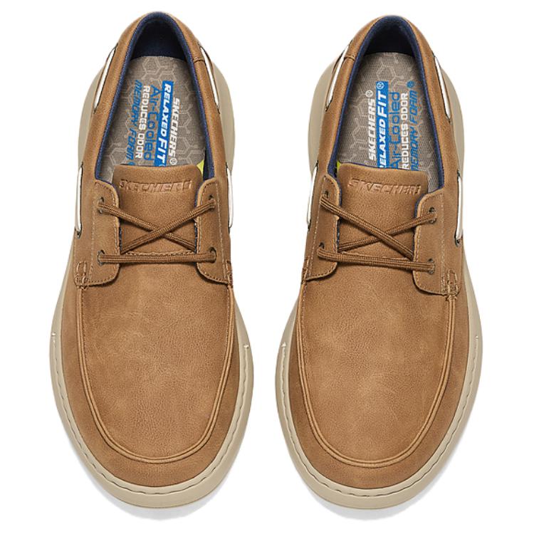 Skechers Casual Comfortable Versatile Casual Leather Shoes Men Shoes Brown 205702-TAN