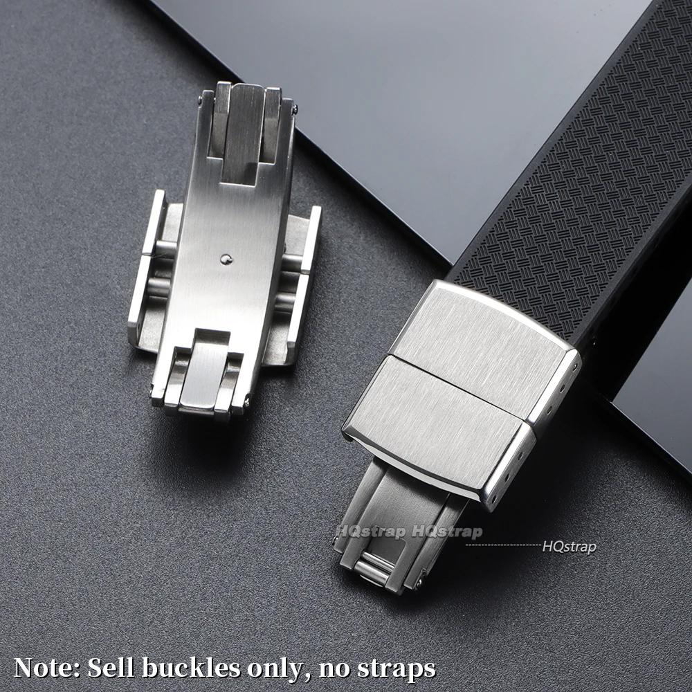 Stainless Steel Watch Buckle 16mm 18mm 20mm Double Click Butterfly Watch Clasp for Rubber Watch Strap Replacement Folding Buckle