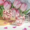 Double Wall Glass Cup with Dried Flowers Insulated Espresso Coffee Mug Heat-Resistant Dual Layered Glass for Home Kitchen Party