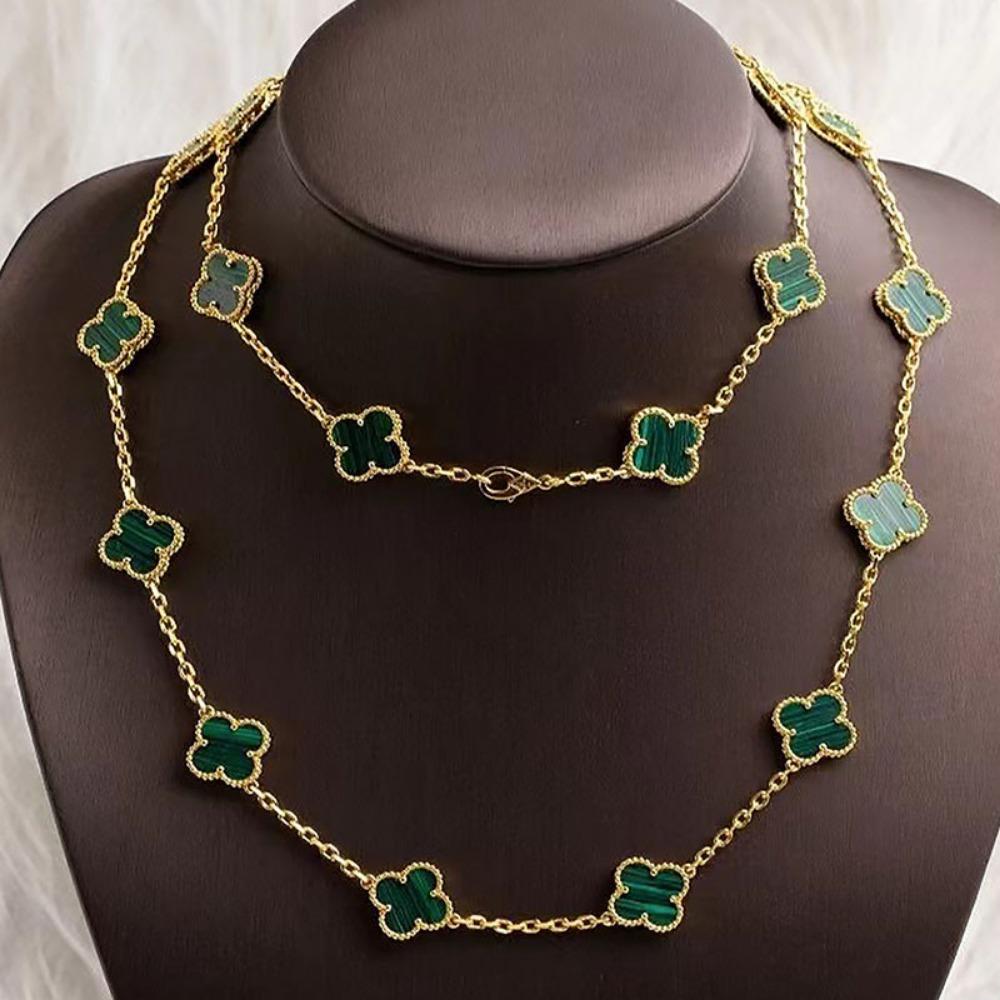 

Ожерелье-подвеска «Счастливый четырехлистный клевер», цепочка для свитера, женская мода, универсальная длинная цепочка на ключицу, двусторонняя ювелирная бижутерия из ракушек 15MM-90CM-large