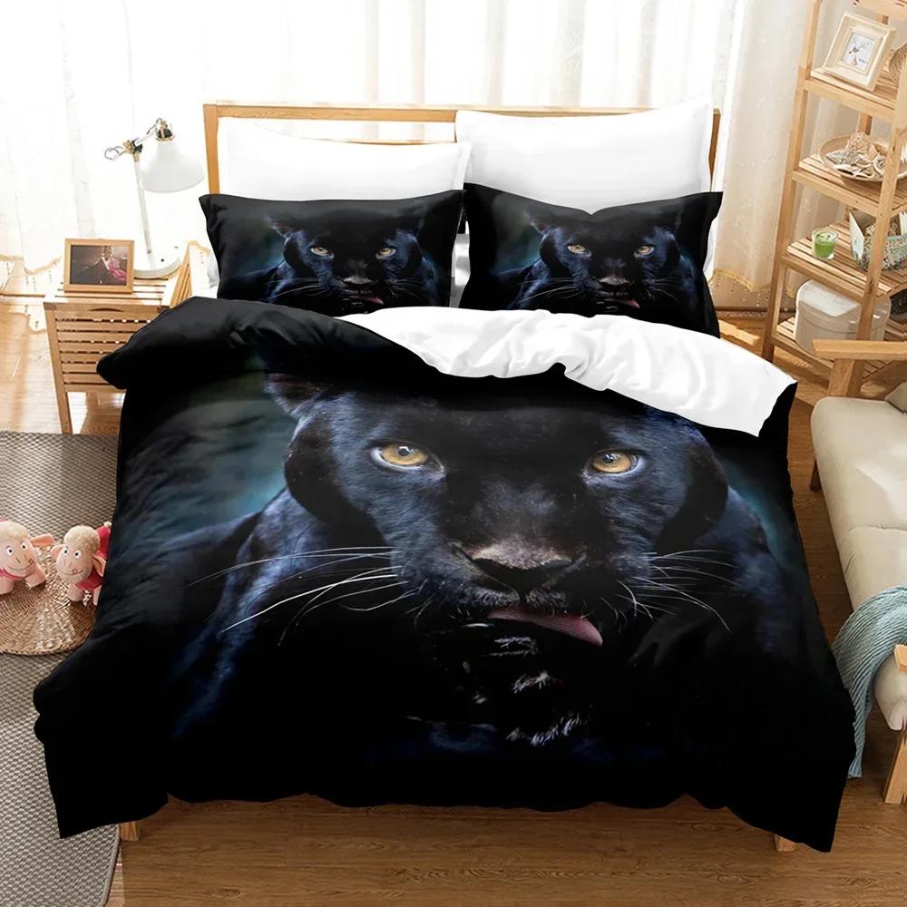 Black Panther Black Leopard Comfortable Duvet Quilt Cover Pillowcase Bedding Set Children Bedroom Decoration Home Textile