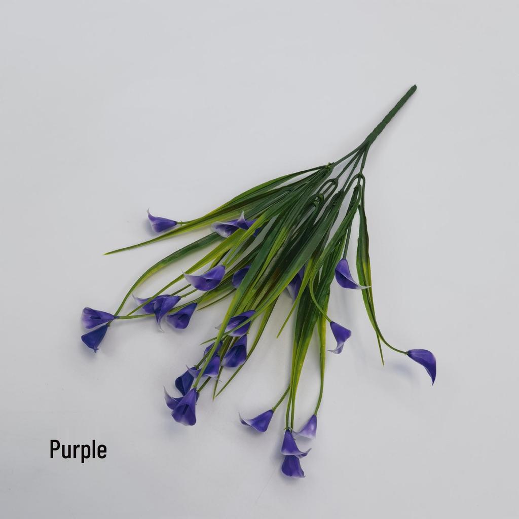UV-Resistant Fake Calla Lily Bouquet, 5-Prong Spring Grass, for Weddings and Hotel Decor